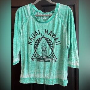 Women’s Green Kauai HI 3/4 Sleeve Shirt, L